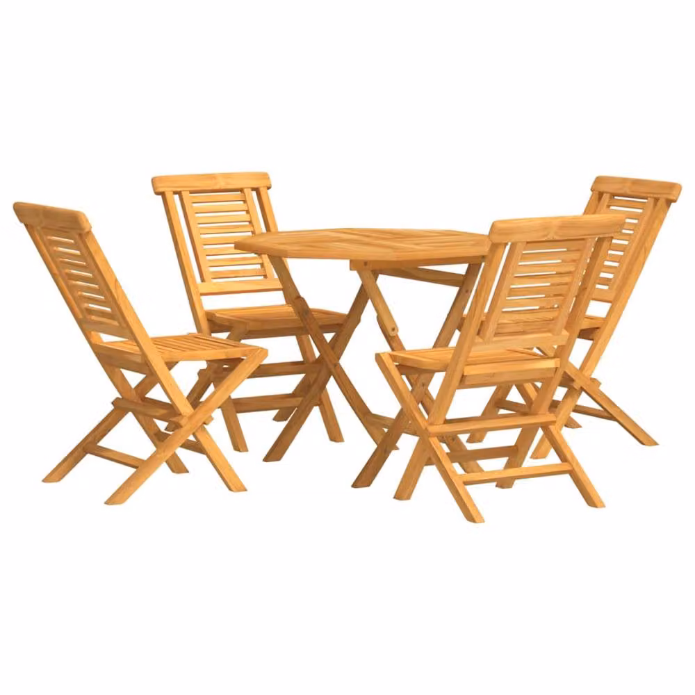 Berkfield Home 5 Piece Garden Dining Set in Brown Treated Teak Wood – 2