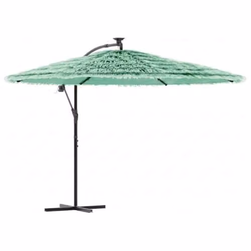 vidaXL Green Garden Parasol with Steel Pole and Polyester Canopy, W/D/H: 269 x 269 x 235 cm – 1
