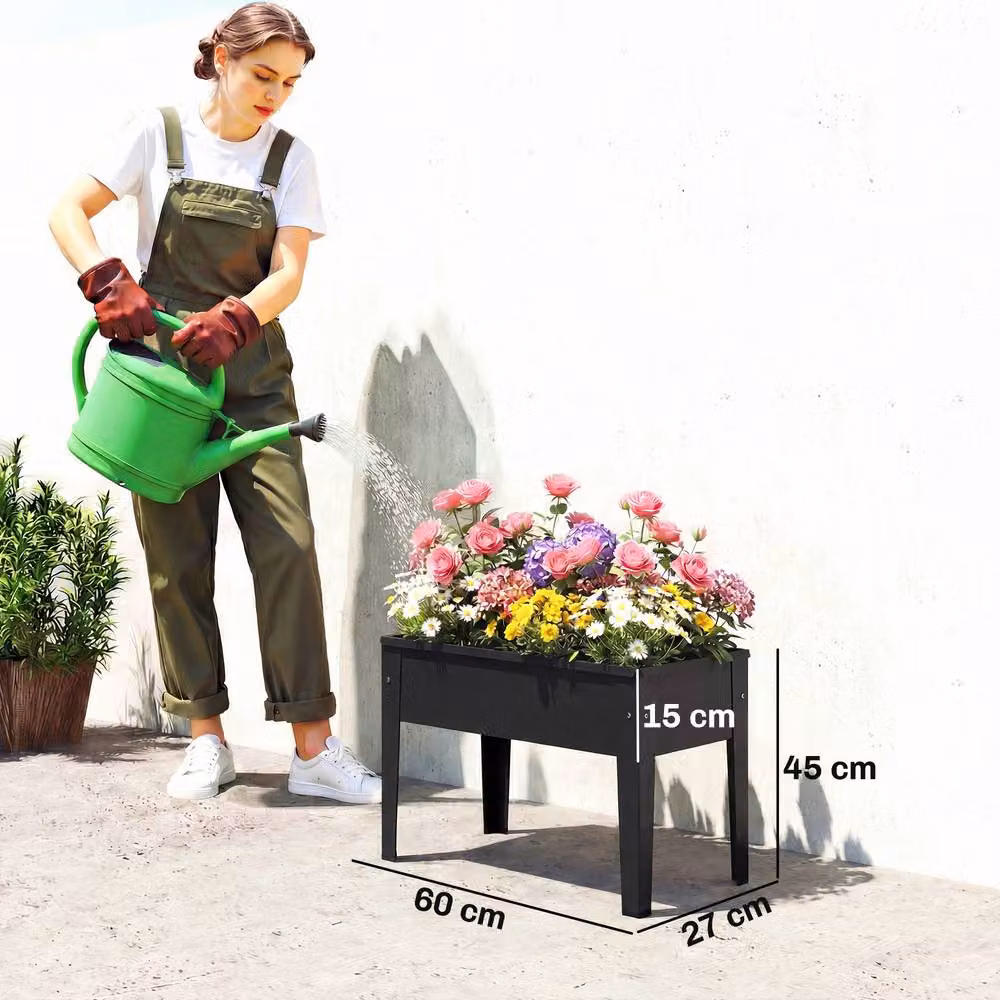 OUTSUNNY Metal Raised Garden Bed with Legs and Drainage Holes, Black, W/D/H: 60 x 45 x 27 cm – 3