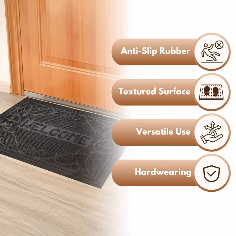 Marco Paul Heavy Duty Black Rubber Welcome Mat, W: 60 cm, D: 40 cm – 3