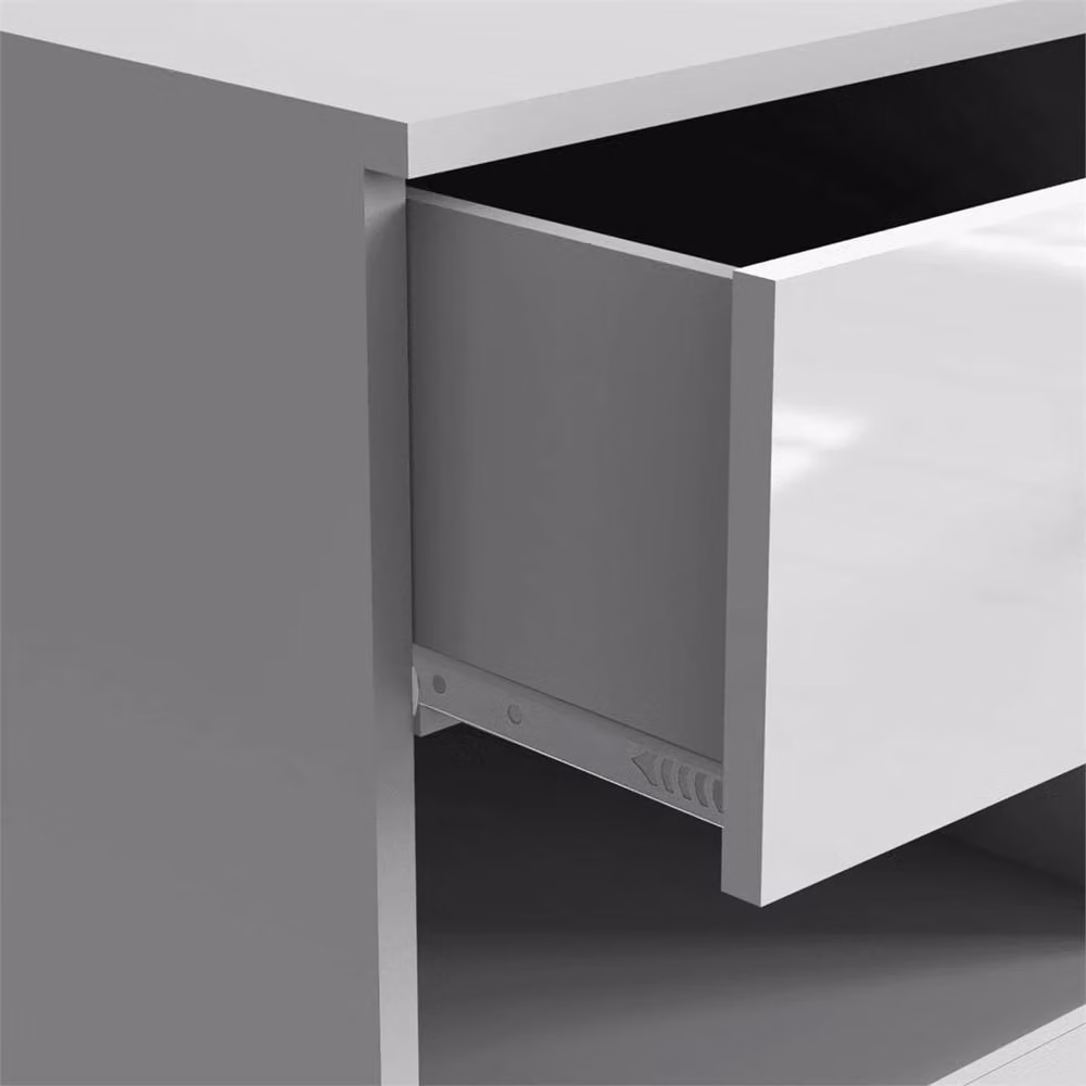 FLAVORA Grey High Gloss Bedside Table – 4