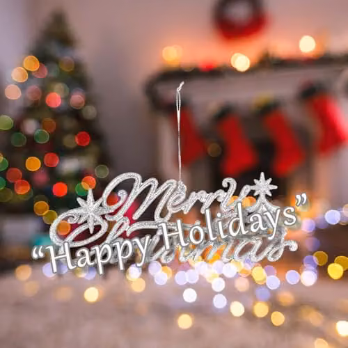 VFM e-Store White Merry Christmas Hanging Decoration, W: 14 cm, H: 20 cm – 3