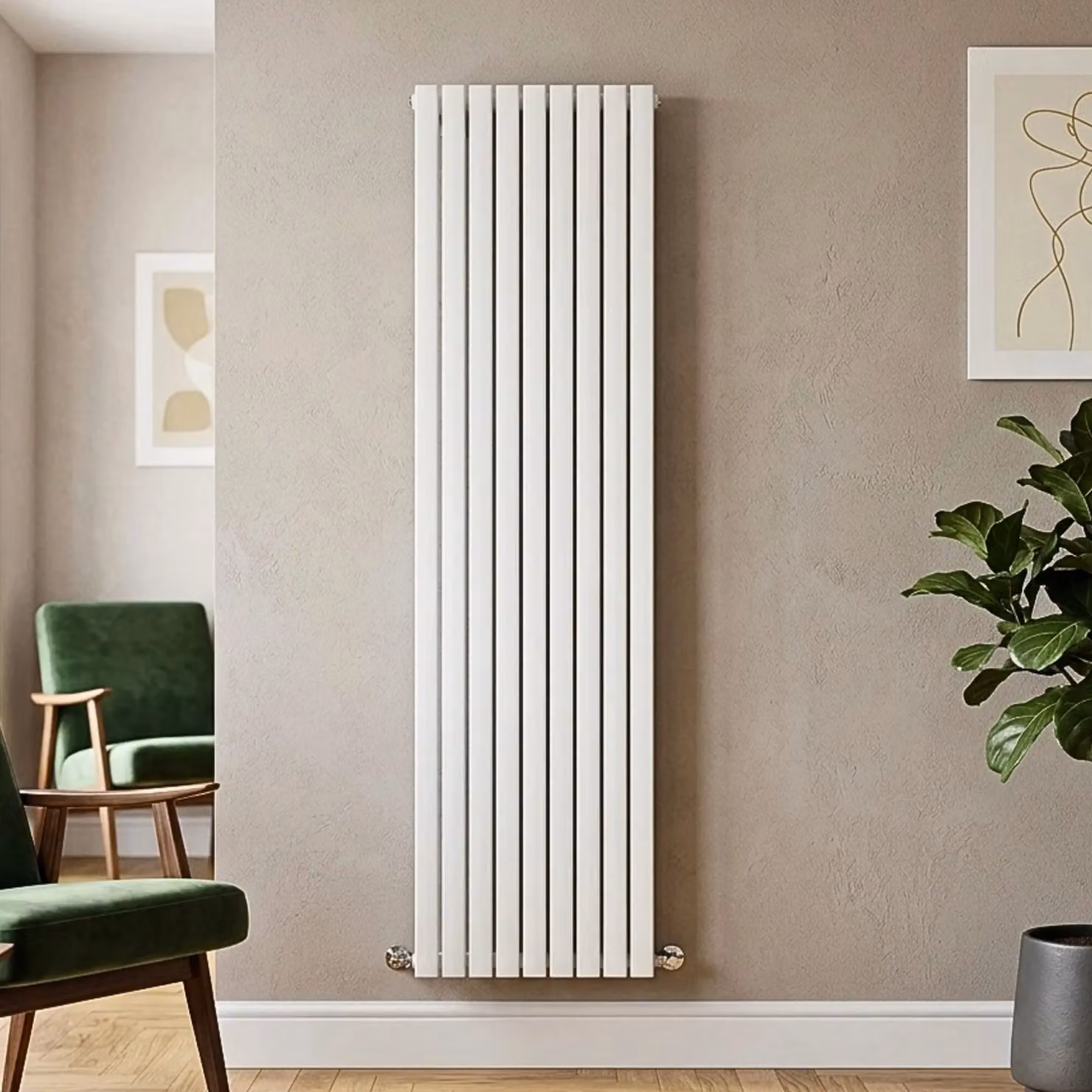 Balterley Lucia Square Vertical Double Panel Radiator, White, H: 180 cm, W: 52.8 cm – 4