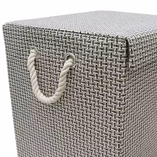 JVL Silva Fabric Foldable Laundry Hamper with Lid and Handles, Grey, W/D/H: 35.0 x 40.0 x 61.0 cm – 3