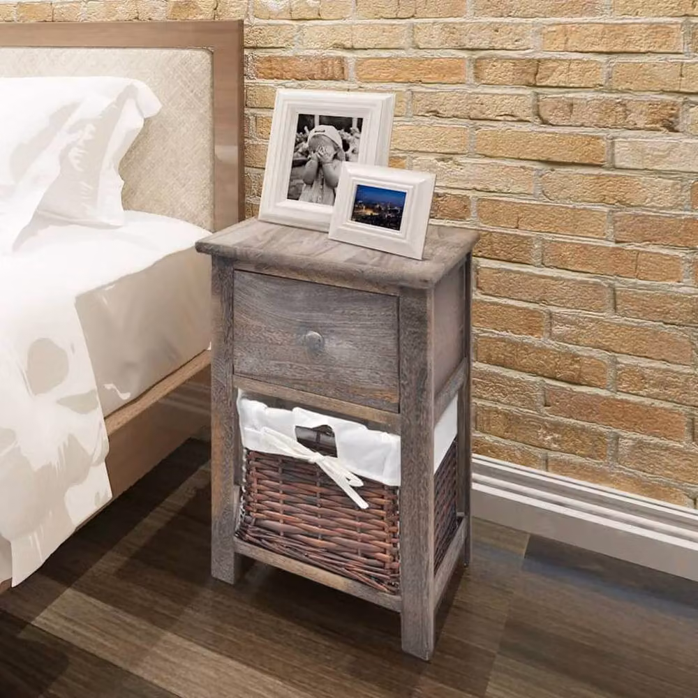 Berkfield Home Compact Bedside Cabinets, 2 Piece Set in Brown Wood – 2