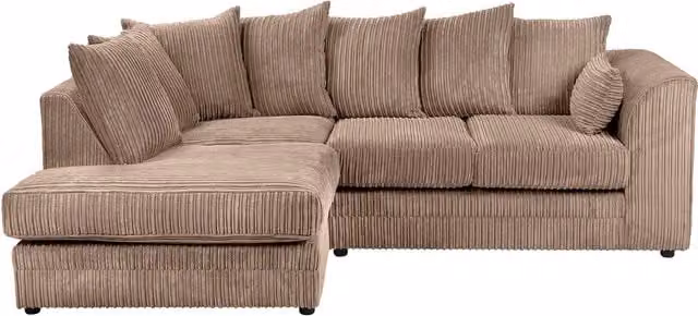 LUXURY LIFE Dylan Left Hand Facing L-Shape Corner Sofa in Light Brown Jumbo Cord Fabric