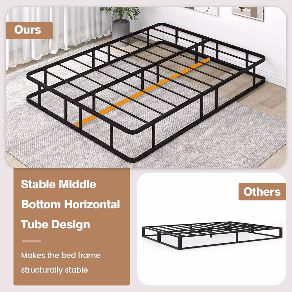 Costway King Size Metal Platform Bed Frame with Underbed Storage in Black, 180 x 200 cm – 4