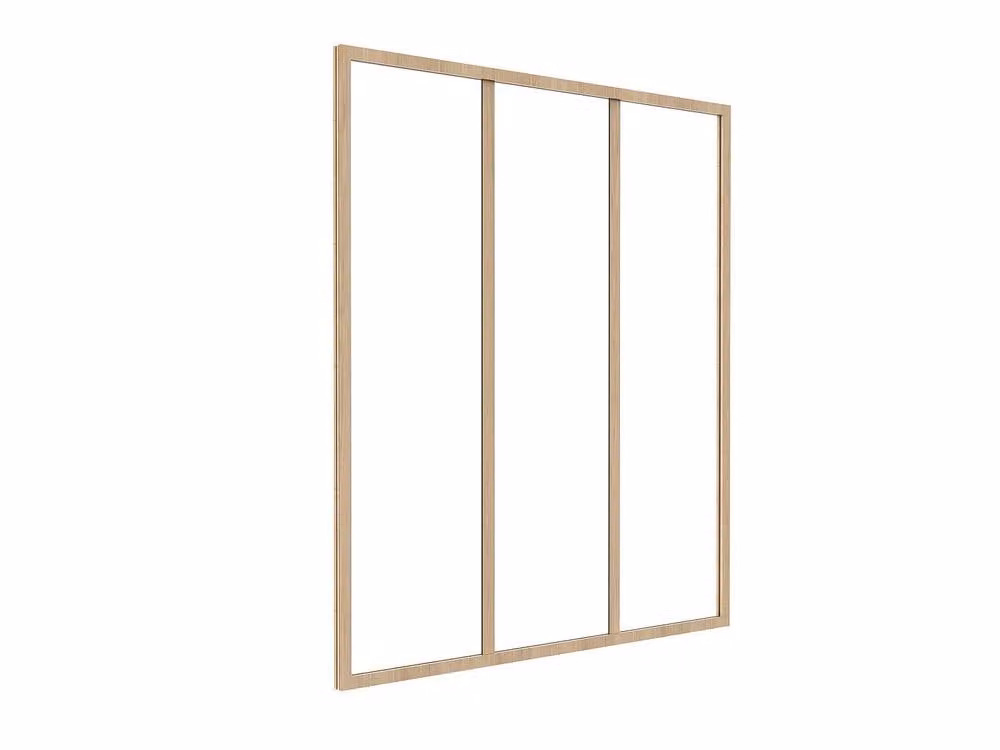 Vente-unique Modern Aluminium and Glass Workshop Wall, Light Natural in Light Oak, W: 90 cm, H: 105 cm