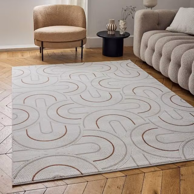 THE RUGS Carmel Modern Arch Design Soft Pile Area Rug or Runner in Terracotta, W/L: 80 x 300 cm – 1