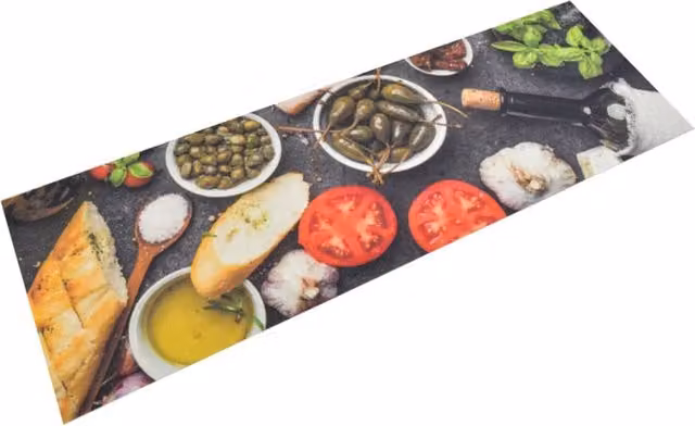 Berkfield Home Washable Velvet Kitchen Rug in Red and Multicolour, W: 60 cm, L: 180 cm – 1