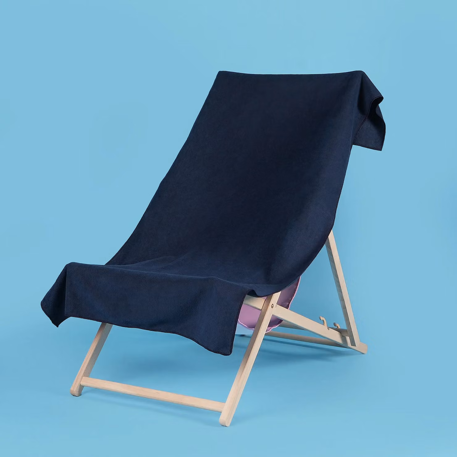 OHS Pack of 10 Plain Navy Blue Quick Dry Microfibre Bath and Beach Towels – 2