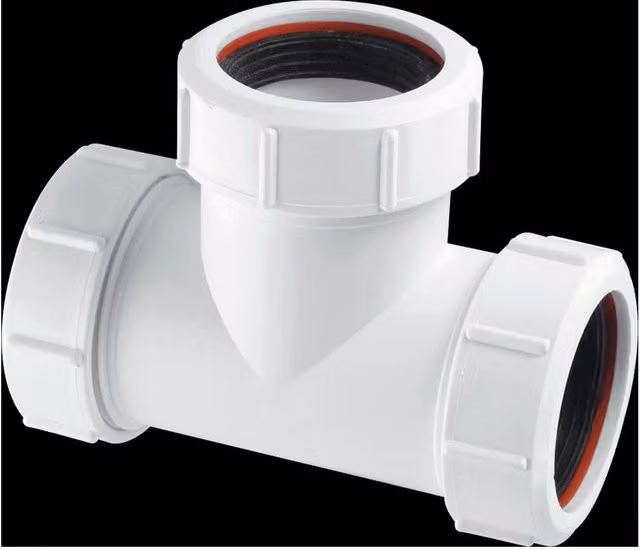 McAlpine 1.5 inch Equal Slip Tee with Universal Connections in White – 1