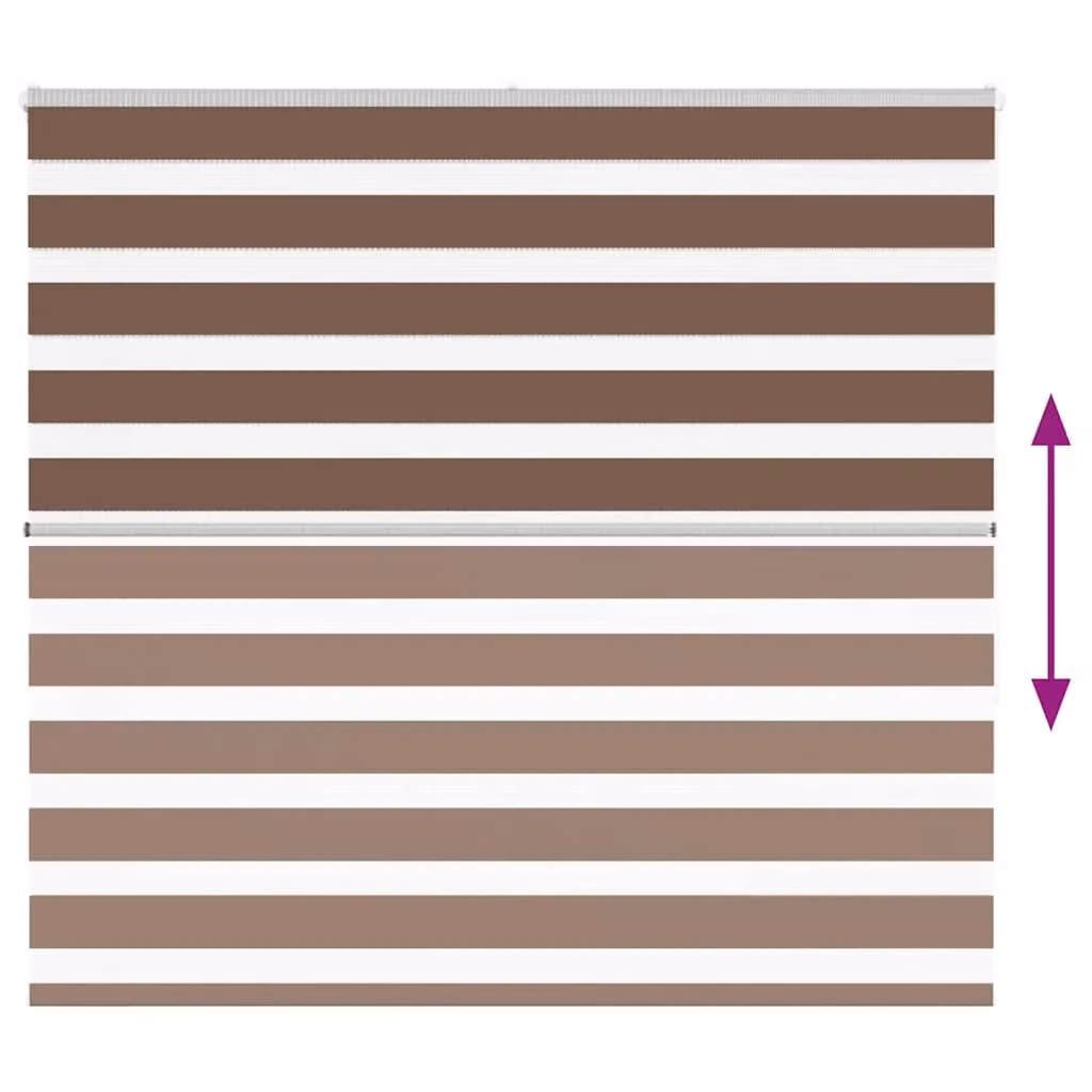 Berkfield Home Brown Zebra Day and Night Blind with Polyester Fabric, W: 155 cm, H: 150 cm – 4