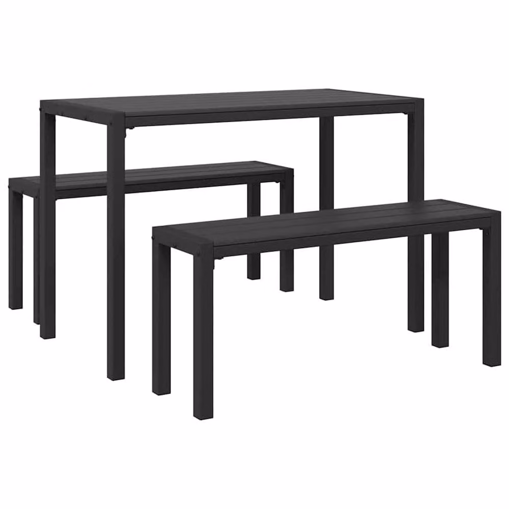 Berkfield Home Modern 3-Piece Garden Dining Set in Black Steel and Composite – 3