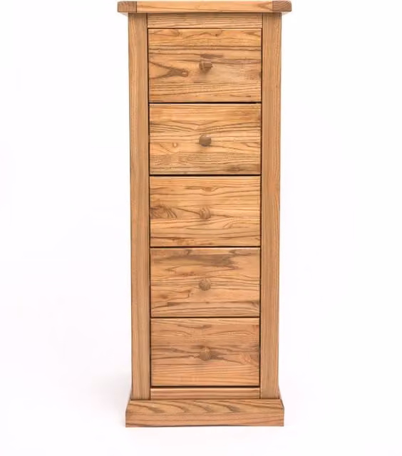 Cabinet Bits Salerno 5 Drawer Narrow Chest of Drawers in Sand Brown Wood