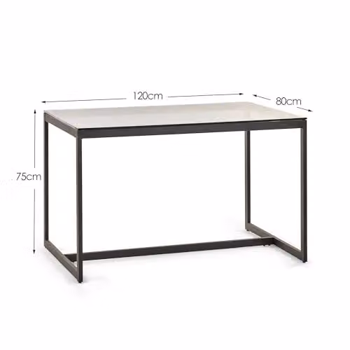 Julian Bowen Chicago Rectangular Glass Top Dining Table in Black and Grey, H75 x W120 x D80 cm – 2