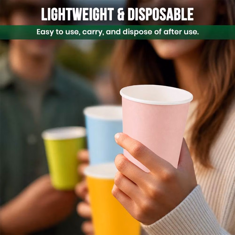 ECONX Pastel Rainbow Pink Disposable Paper Cups, 12oz, 50 Pieces – 2