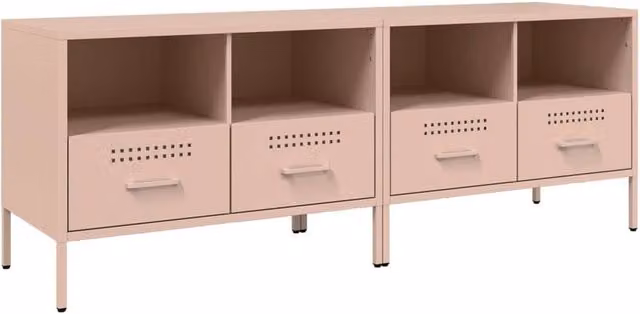 Berkfield Home Set of 2 Pink Metal TV Cabinets, W/D/H: 68 x 39 x 50.5 cm – 1