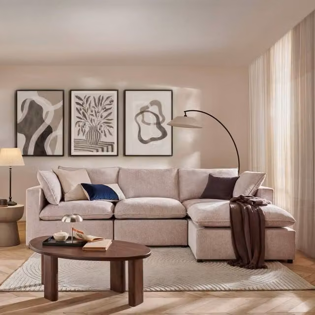 The Great Sofa Company Taylor Modular Chunky Chenille Corner Sofa in Light Beige