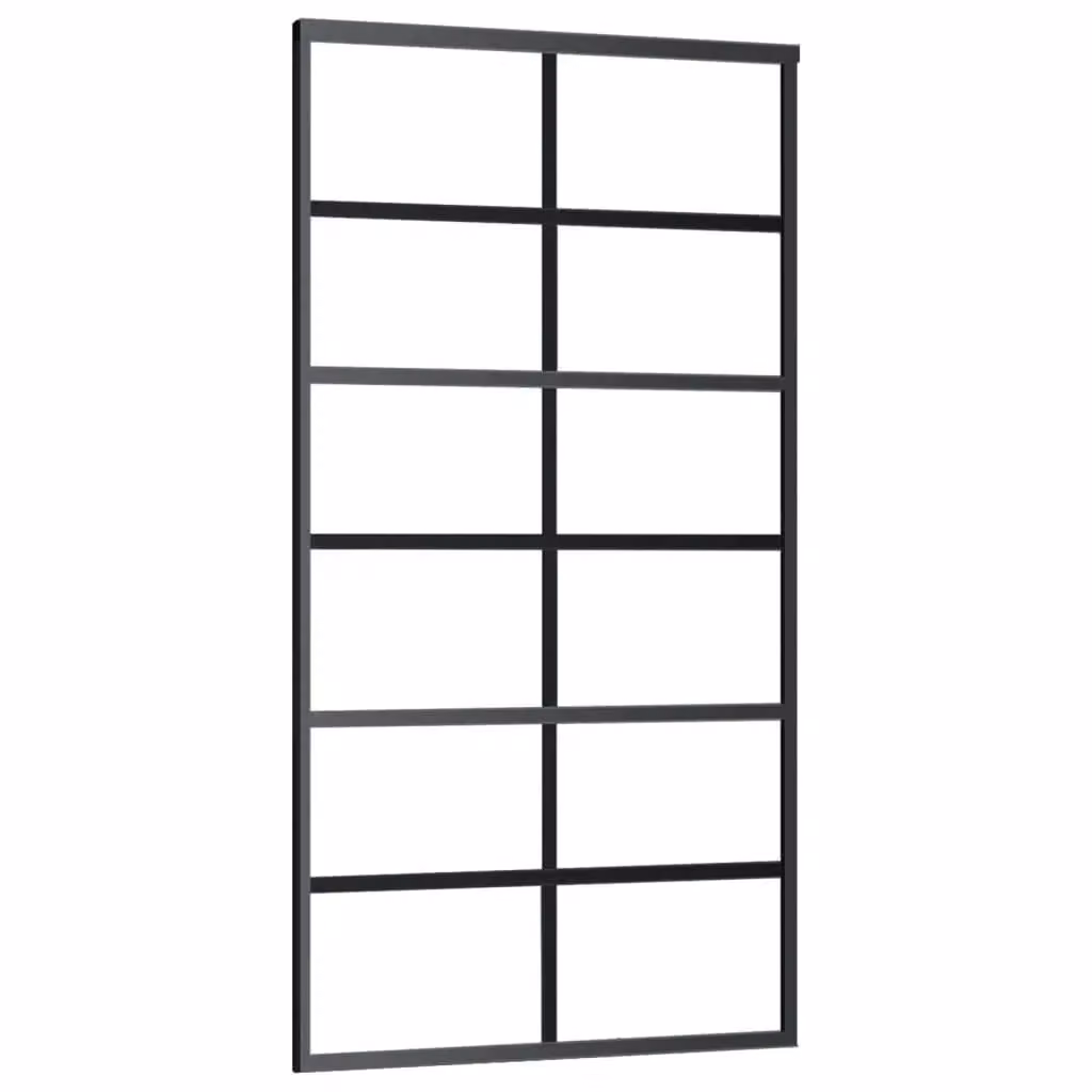 Berkfield Home Sliding Door in Black Aluminium and Transparent ESG Glass, W: 102 cm, H: 205 cm – 2