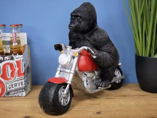 Gifts Direct 2 U Gorilla on Motorbike Solar Light Resin Ornament in Multicolour, W/D/H: 18.0 x 31.0 x 36.0 cm – 2