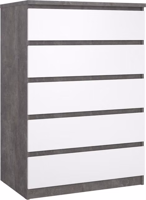 Furniture To Go Naia Chest of 5 Drawers in White and Grey High Gloss – 1