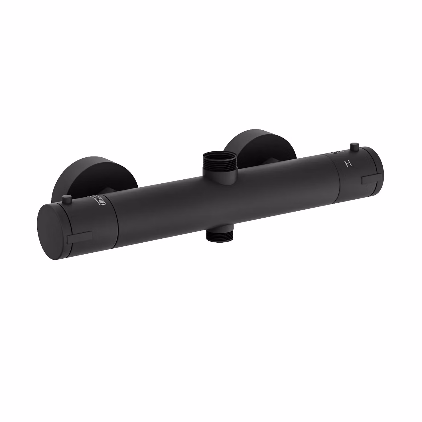 Nes Home Round Matte Black Thermostatic Double Outlet Shower Bar Valve Set – 2