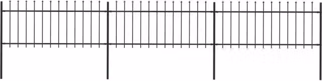 Berkfield Home Spear Top Steel Garden Fence, Black, W: 5.1 m, H: 0.8 m