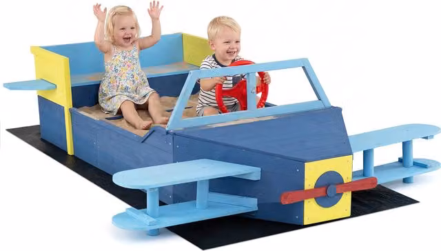 Costway Blue Wooden Kids Sandbox
