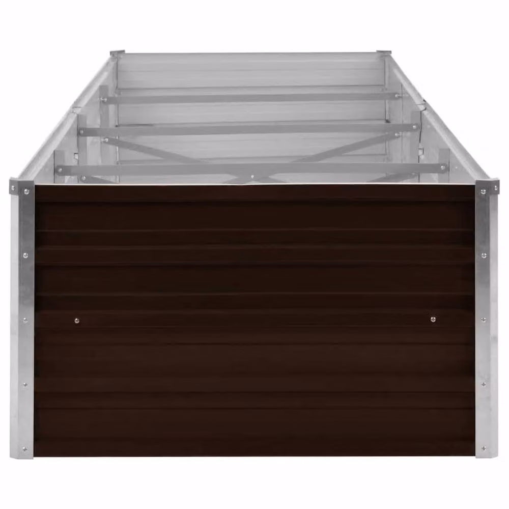 Berkfield Home Garden Brown Galvanised Steel Raised Bed W/D/H: 320 x 80 x 45 cm – 4