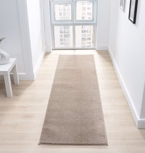 Desire Rugs Plain Beige Washable Non-Slip Modern Hallway and Living Room Rug, W: 60 cm, L: 200 cm