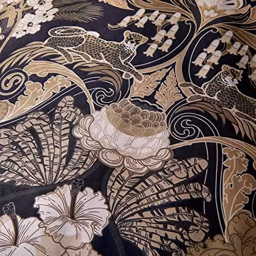 Laurence Llewelyn-Bowen Jungle Duvet Cover Set in Black and Gold, 100% Cotton, W/D/H: 230 x 220 cm – 3