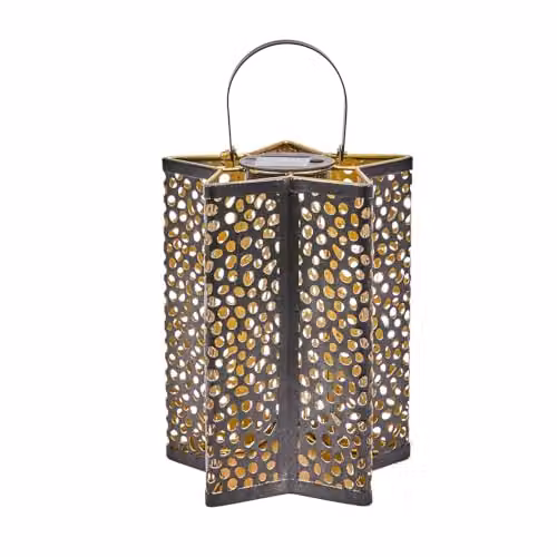 mysmartbuy XL Celeste Star Shaped Solar Powered Garden Lantern in Black and Gold, H30 x W24 cm Diameter – 2