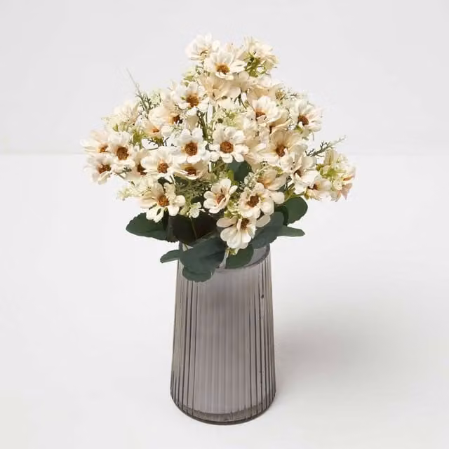 Homescapes Artificial Wild Daisy Bouquet in White, Height: 46 cm