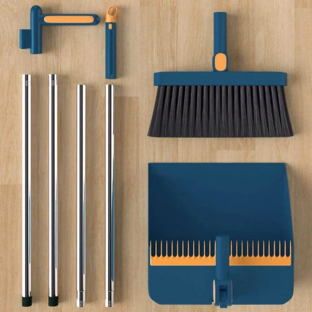 FLAVORA Blue Dustpan and Brush Set in Petrol Blue with Metal and Plastic Construction – 2