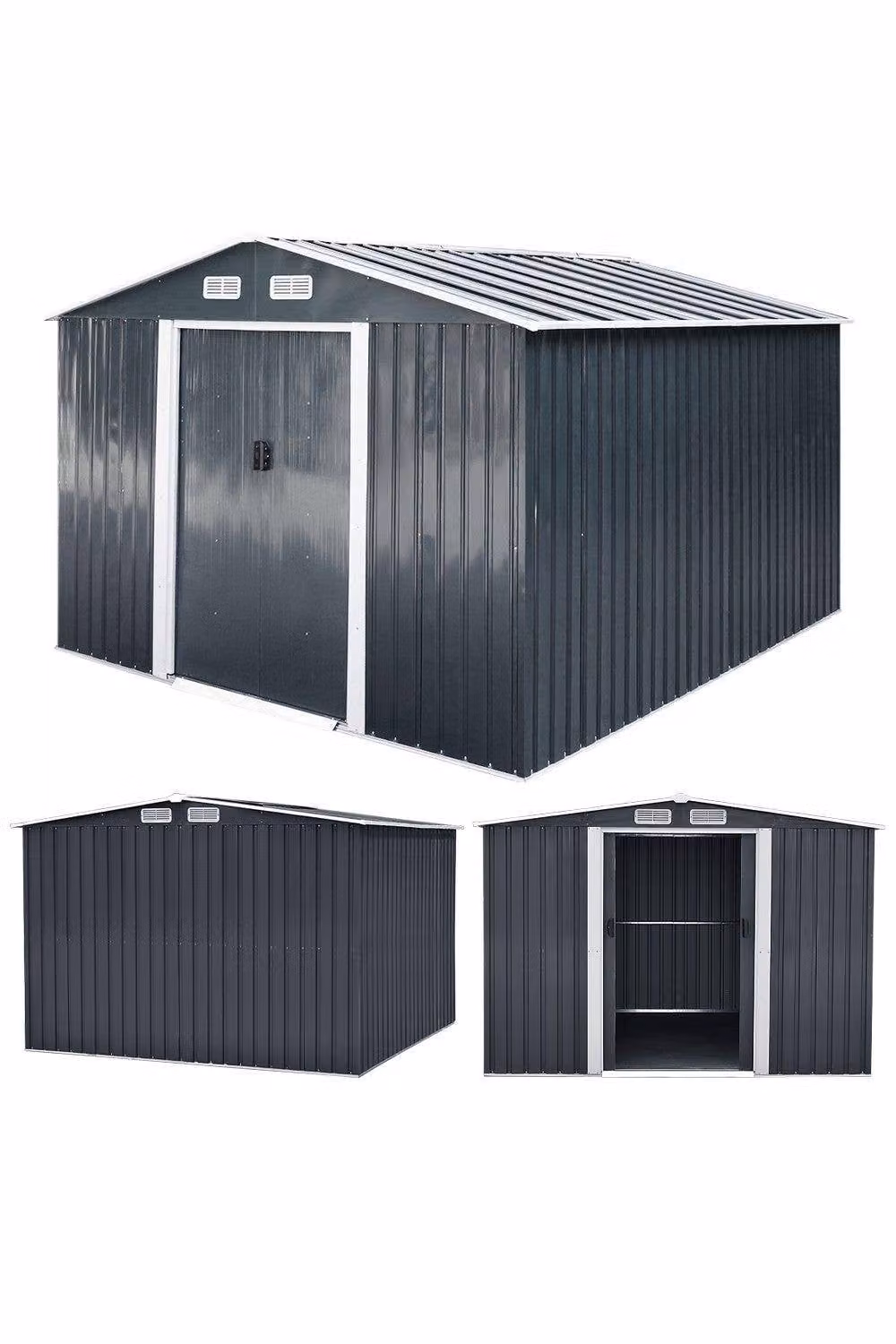 Garden Sanctuary Modern Metal Outdoor Tool Shed in Black, W/D/H: 257.0 x 178.0 x 205.0 cm – 2