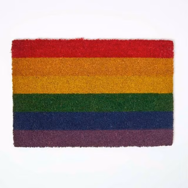 Homescapes Multicolour Coir and Rubber Rainbow Pride Flag Doormat, W: 60 cm, D: 40 cm