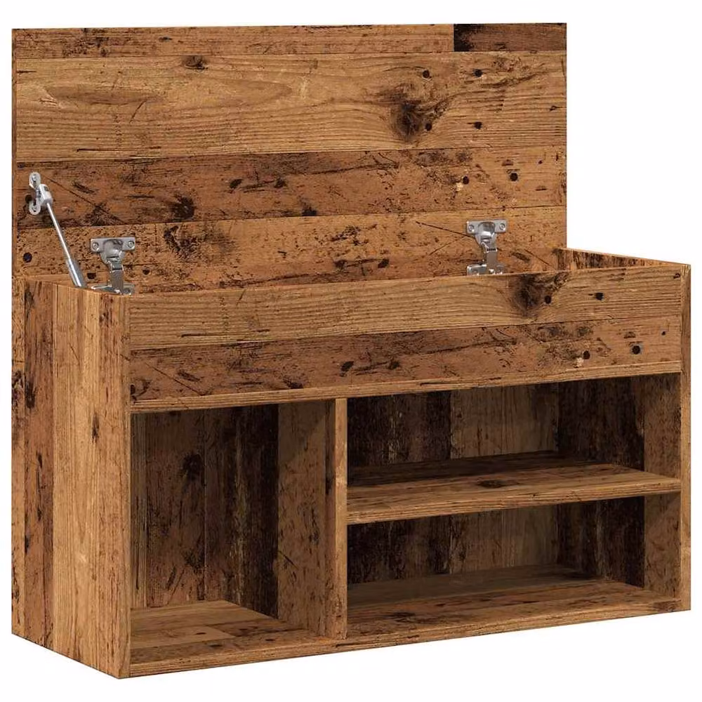 Berkfield Home Rustic Brown Shoe Bench in Engineered Wood, W/D/H: 80 x 30 x 45 cm – 4