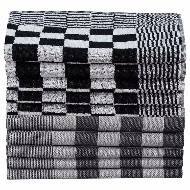 Berkfield Home 10 Piece Cotton Towel Set in Black and White