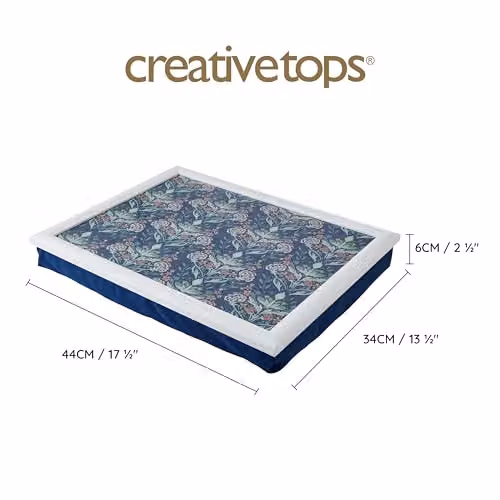 Creative Tops Floral Print Lap Tray with Bean Bag Cushion, Blue, W: 44 cm, D: 34 cm, H: 6 cm – 2