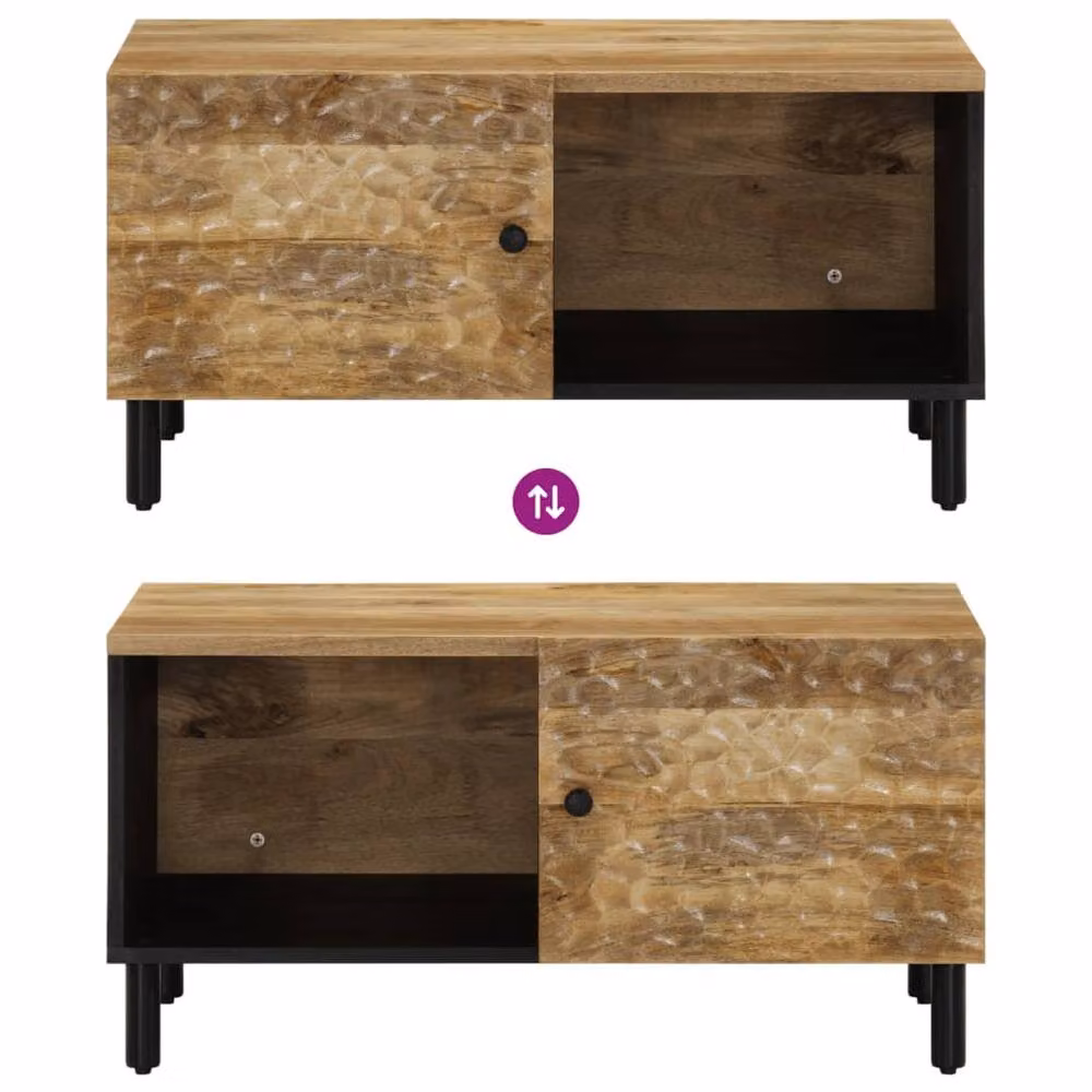 Berkfield Home Mango Wood Coffee Table in Brown, W/D/H: 80 x 50 x 40 cm – 4