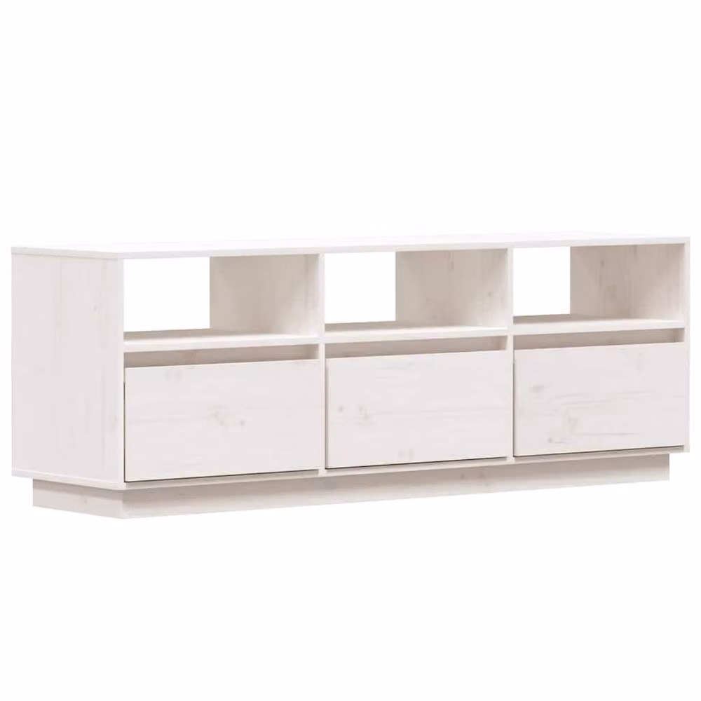 Berkfield Home White Solid Wood Pine TV Cabinet W/D/H: 140 x 37 x 50 cm – 2