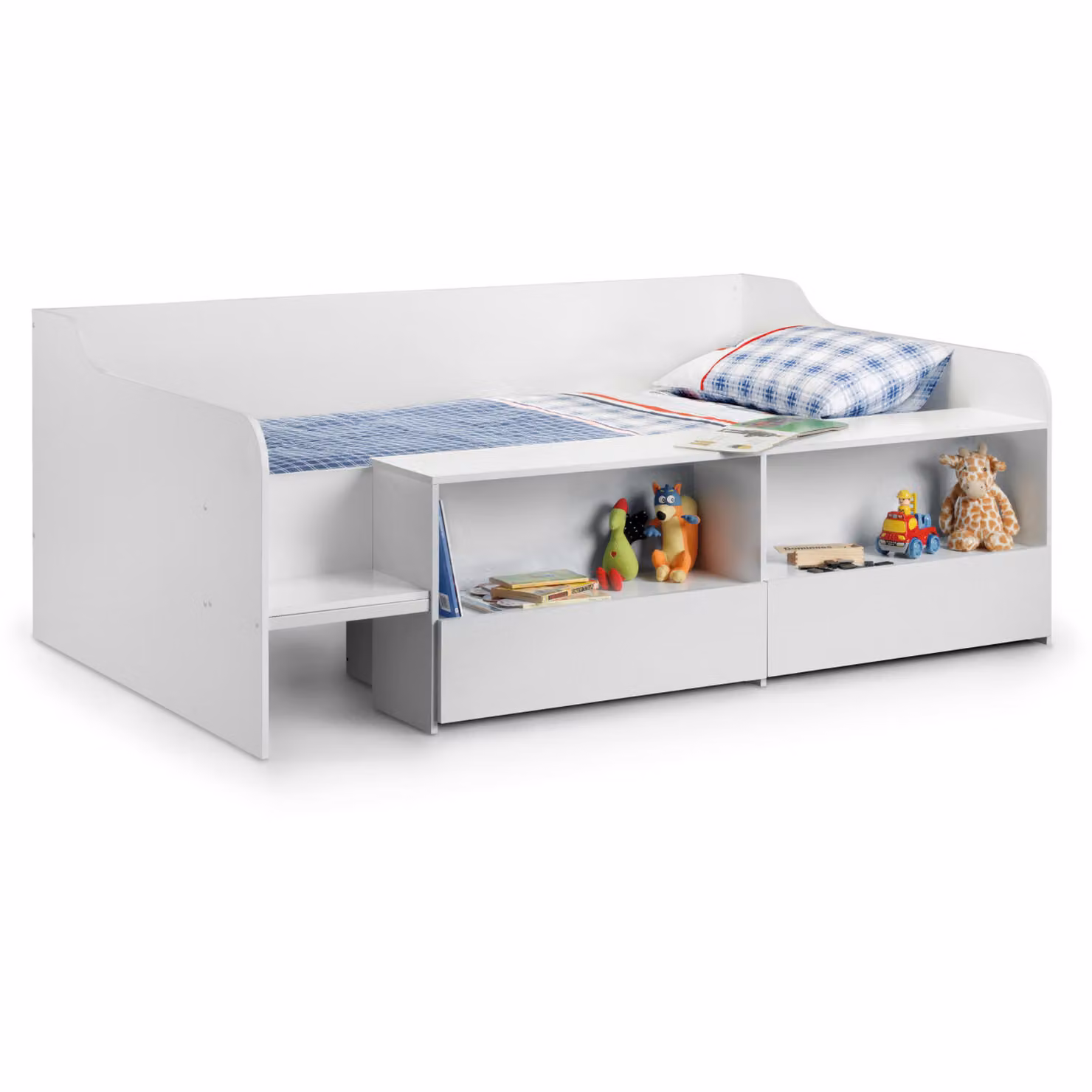Julian Bowen Stella Single Low Sleeper Bed in White with Storage Drawers and Bedside Shelf, W/D/H: 90 x 190 x 75 cm – 2