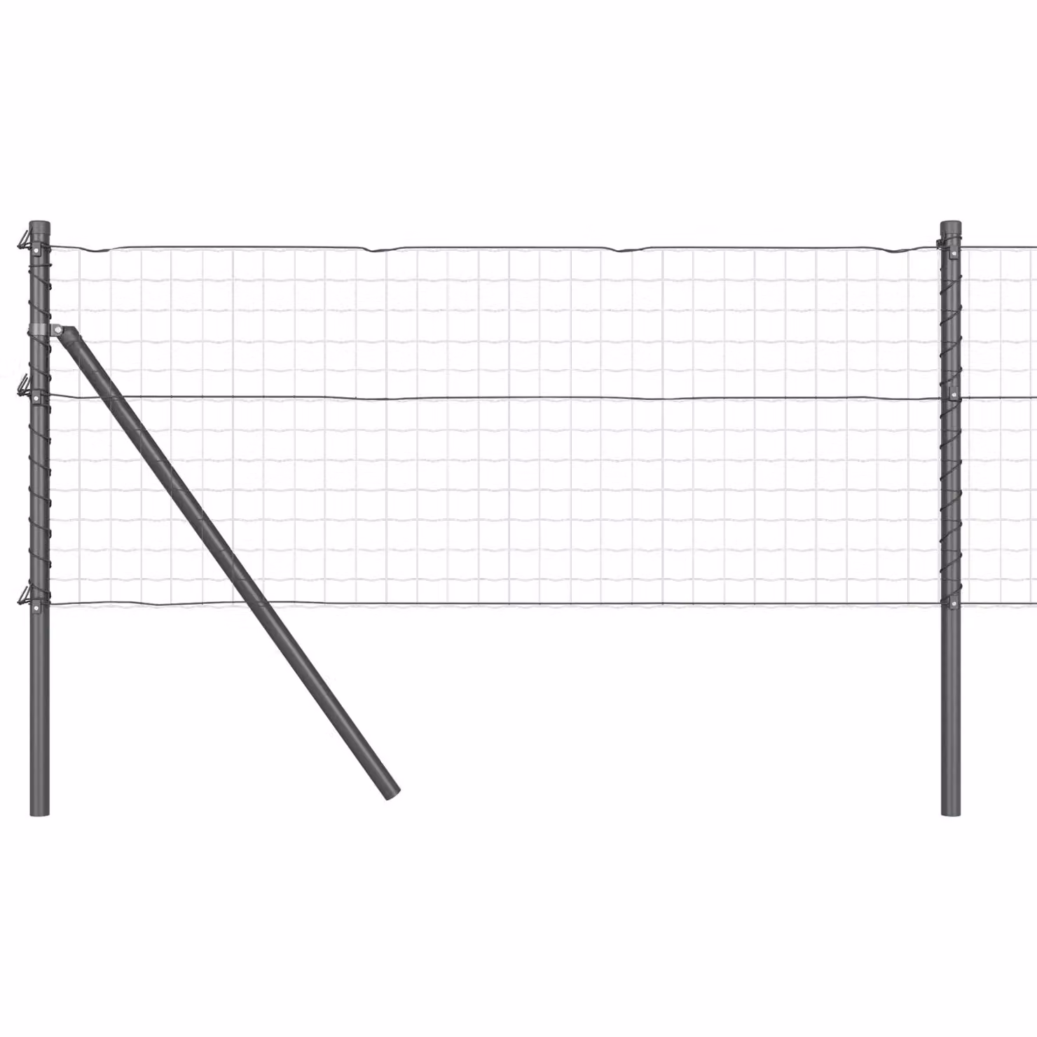 Berkfield Home 52 Piece Grey Galvanised Steel Round Fence Posts, H: 80 cm, Diameter: 32 mm – 3