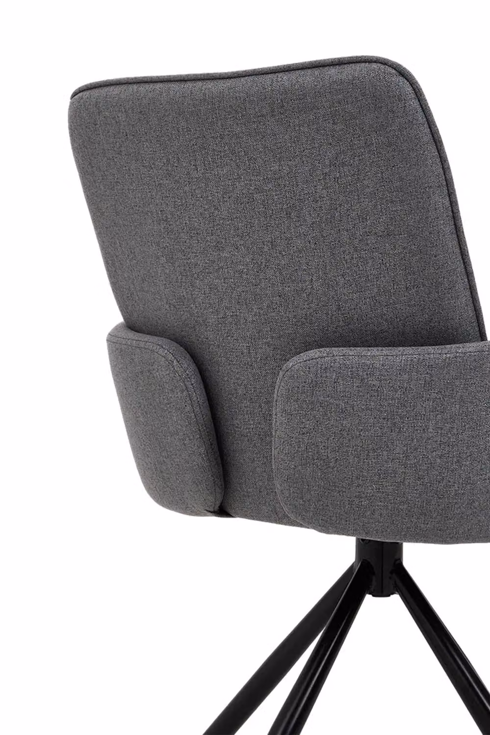 Living and Home Grey Linen Modern Swivel Tub Chair with Armrests and Black Legs – 6