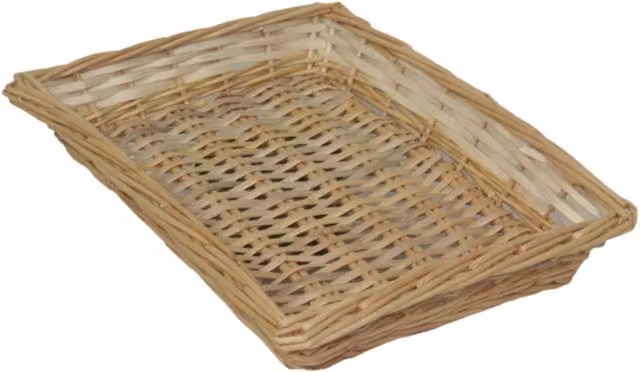 Rectangular Red Hamper with Cotton Liner in Blue and Brown Wicker