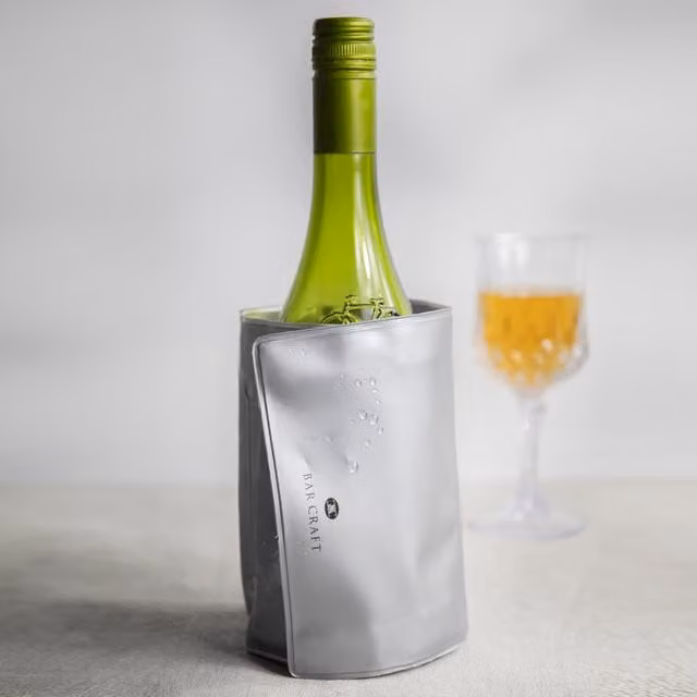BarCraft Wrap Around Silver Wine Cooler in Grey Fabric