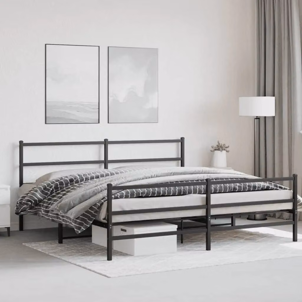 Berkfield Home Metal Bed Frame with Footboard, Black, 183 x 213 cm – 3