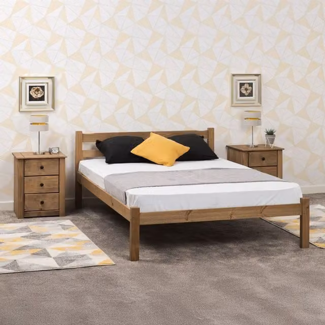 Seconique Panama 4ft6 Double Pine Bed Frame in Brown Waxed Wood
