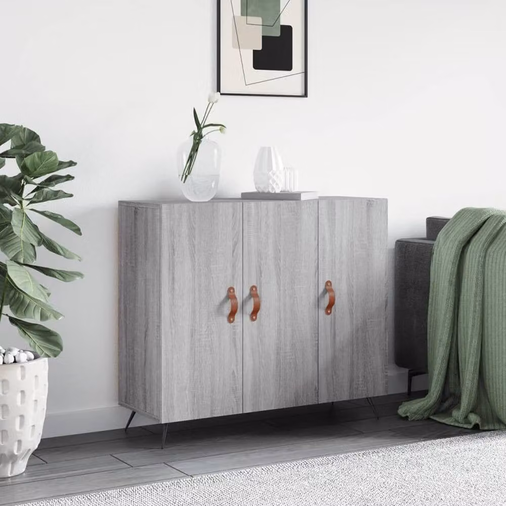 Berkfield Home Grey Sonoma Sideboard W: 90 cm, D: 34 cm, H: 80 cm – 2